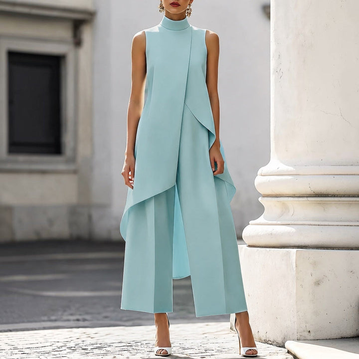 Valentina | Elegante Jumpsuit mit Hohem Kragen und Drapierung