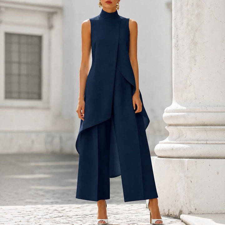 Valentina | Elegante Jumpsuit mit Hohem Kragen und Drapierung