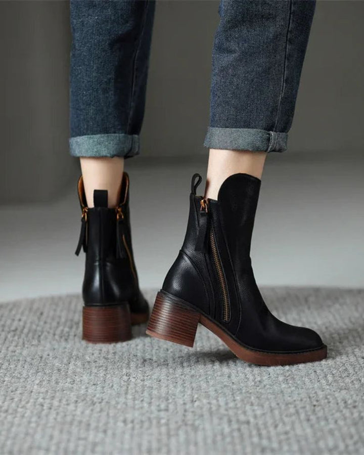 Pernelie | Stiefel aus Leder mit Blockabsatz