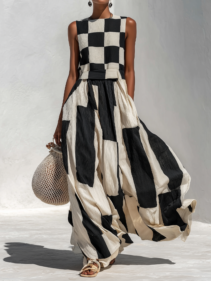 Greta – kariertes Maxikleid