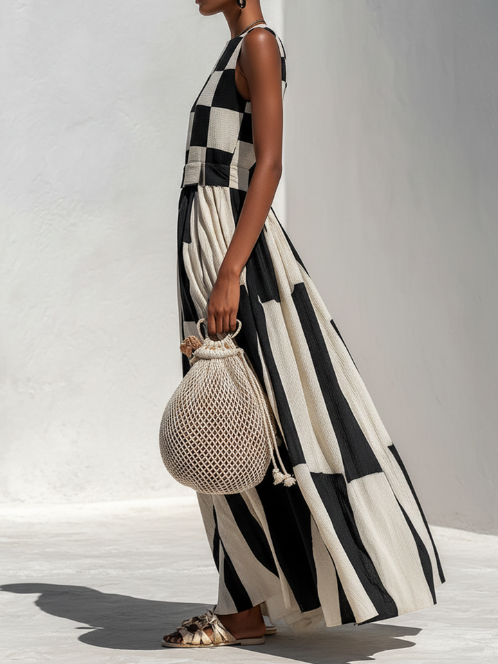 Greta – kariertes Maxikleid