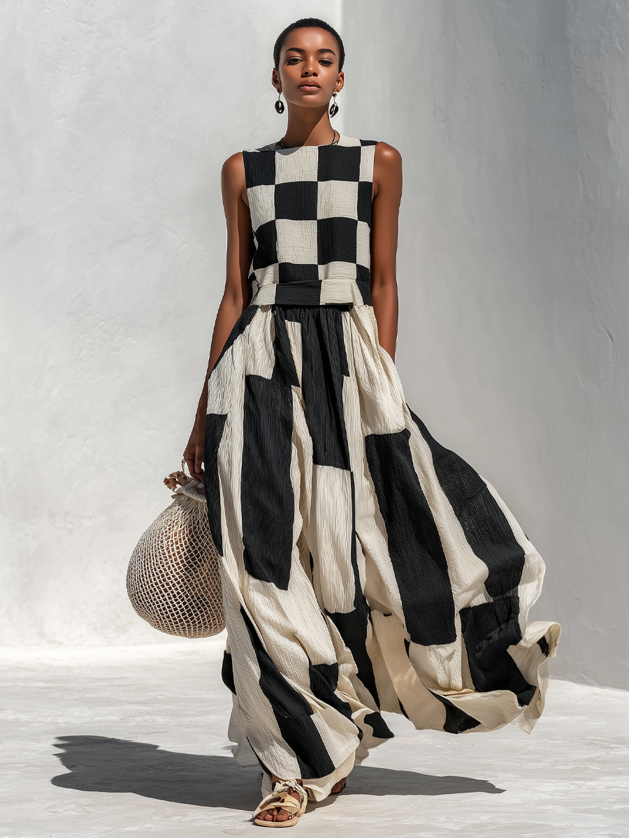 Greta – kariertes Maxikleid