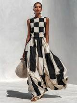 Greta – kariertes Maxikleid