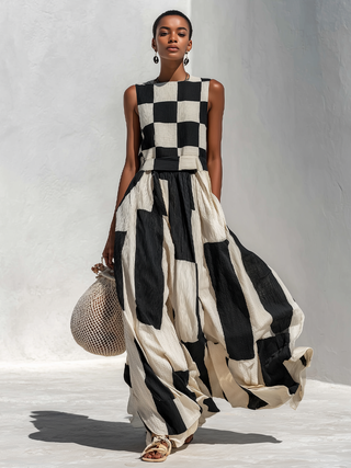 Greta – kariertes Maxikleid