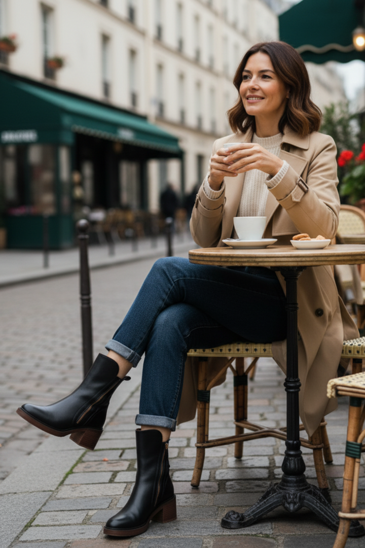 Pernelie | Stiefel aus Leder mit Blockabsatz