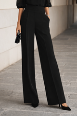 Valentina | Dreiteiliges Set, das ein transparentes Top und weit geschnittene Hosen umfasst.