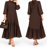 Maria - Chiffonkleid in Braun
