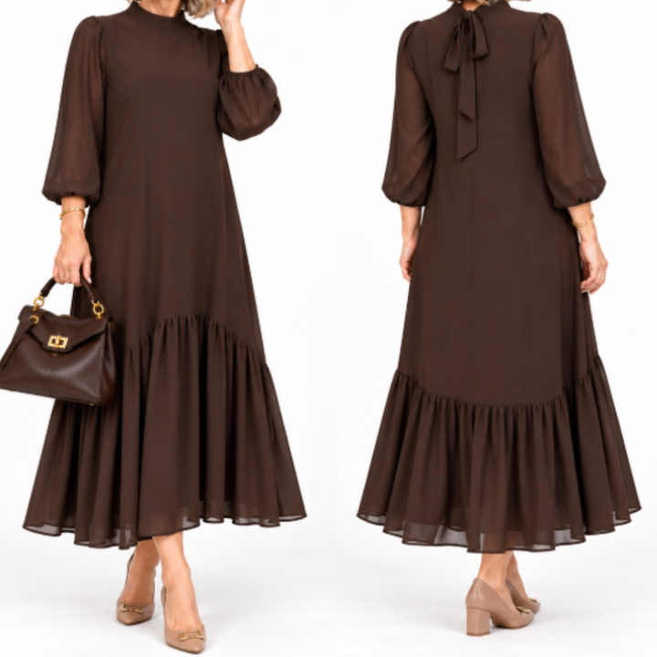 Maria - Chiffonkleid in Braun