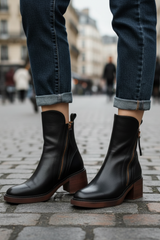 Pernelie | Stiefel aus Leder mit Blockabsatz