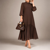 Maria - Chiffonkleid in Braun