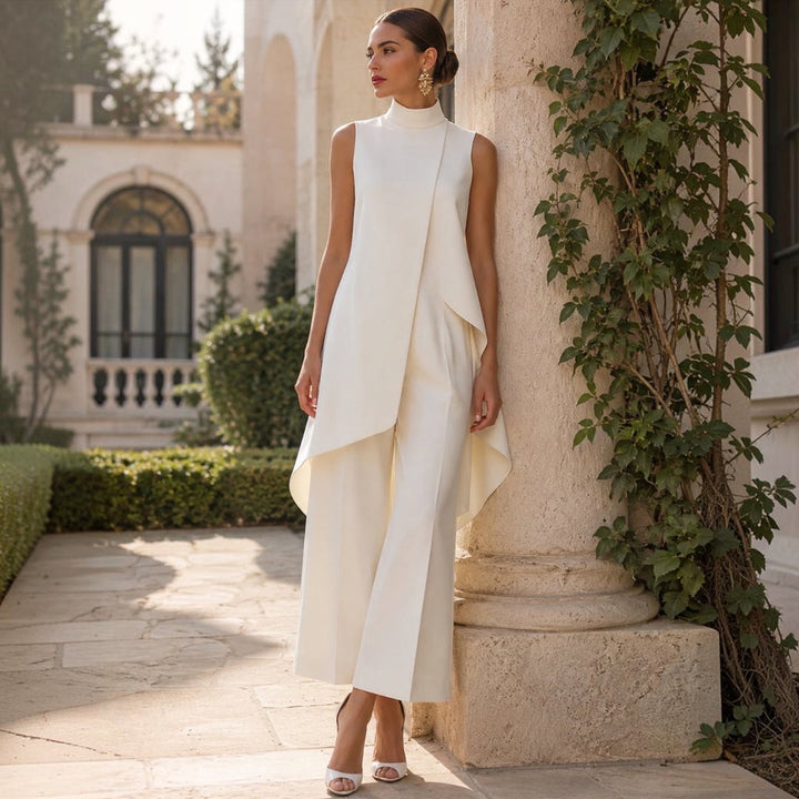 Valentina | Elegante Jumpsuit mit Hohem Kragen und Drapierung