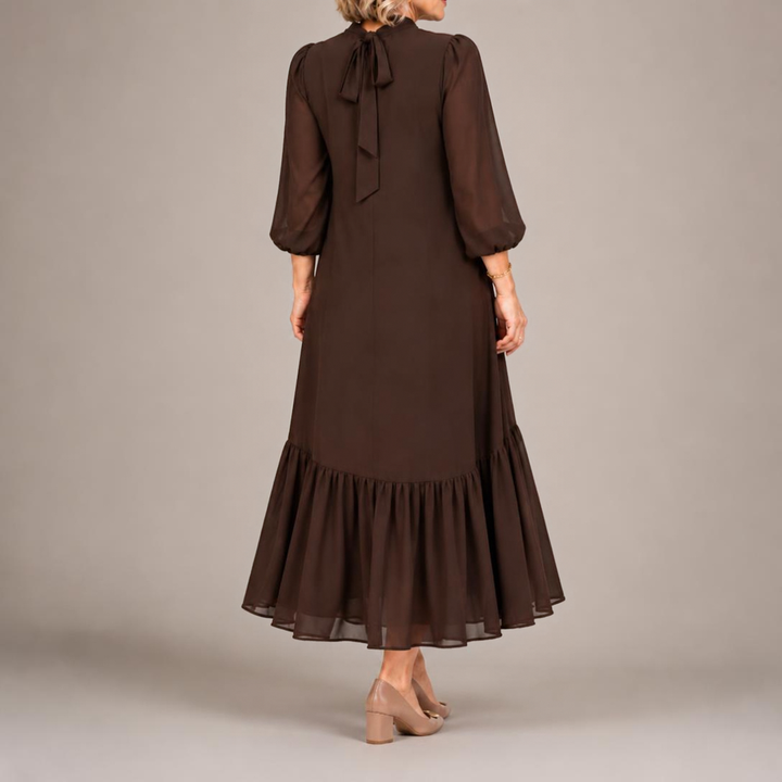 Maria - Chiffonkleid in Braun