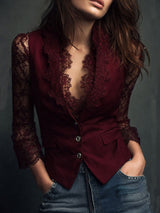 Selina | Elegante Spitzenbluse mit taillierter Weste