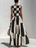 Greta – kariertes Maxikleid