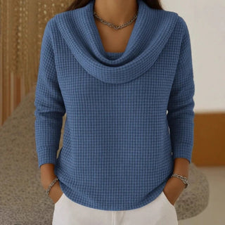 Amber | Warme Waffel-Pullover mit Eleganter Wasserfall-Ausschnitt