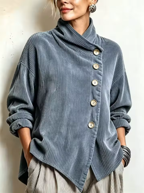 Sandra | Oversize-Jacke mit asymmetrischem Stehkragen