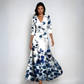 Sandra | Damen Fließendes Blumen Wickel Maxi Kleid