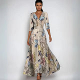 Sandra | Damen Fließendes Blumen Wickel Maxi Kleid