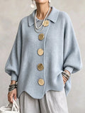 Frida | Oversize-Cardigan mit großen goldenen Knöpfen
