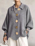 Frida | Oversize-Cardigan mit großen goldenen Knöpfen