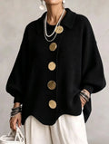 Frida | Oversize-Cardigan mit großen goldenen Knöpfen