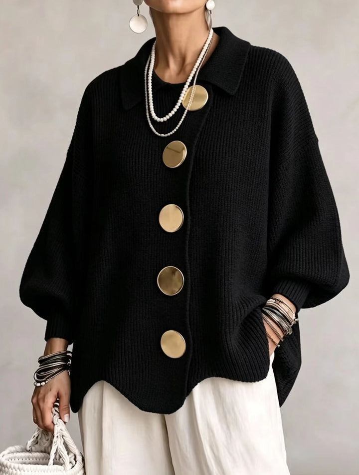 Frida | Oversize-Cardigan mit großen goldenen Knöpfen