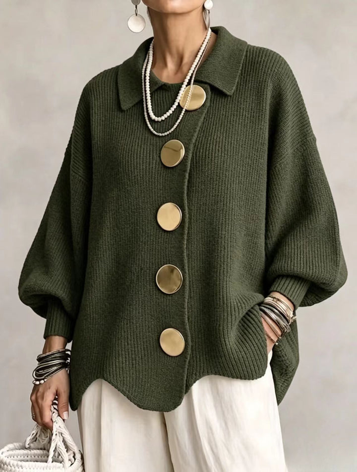 Frida | Oversize-Cardigan mit großen goldenen Knöpfen