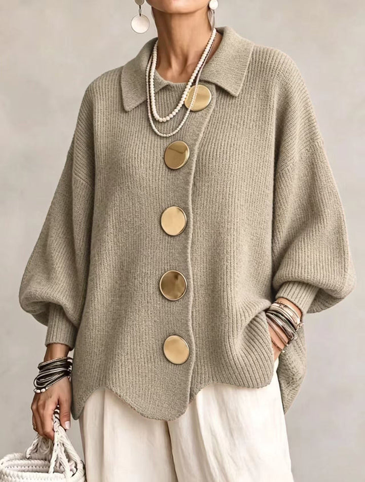 Frida | Oversize-Cardigan mit großen goldenen Knöpfen