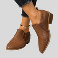 Elvire | Geflochtene Stiefeletten mit Blockabsatz