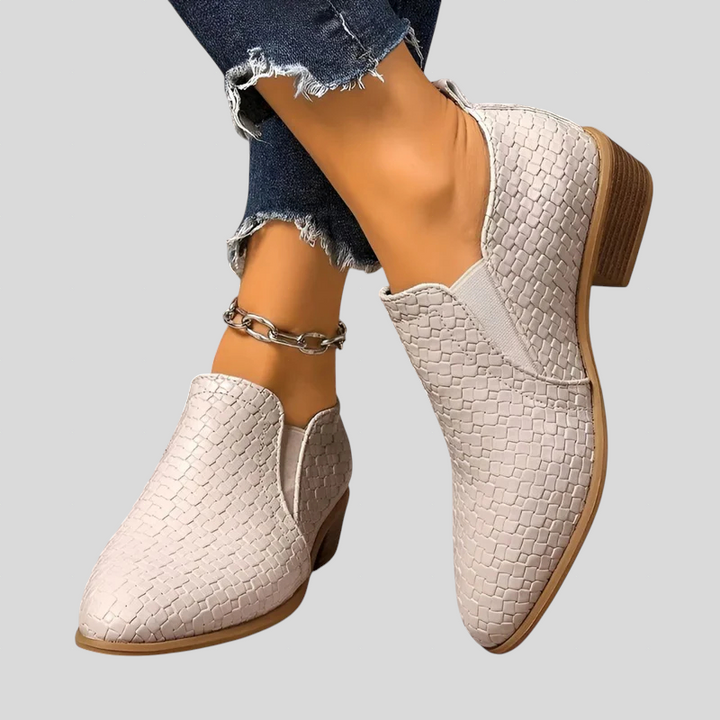 Elvire | Geflochtene Stiefeletten mit Blockabsatz