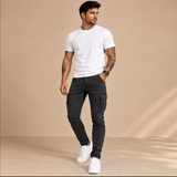 Navy Stretch Cargo-Hosen