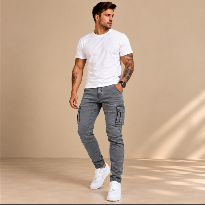 Navy Stretch Cargo-Hosen