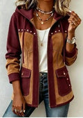 Veronica | Jacke mit Kapuze aus zwei Materialien