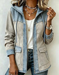 Veronica | Jacke mit Kapuze aus zwei Materialien