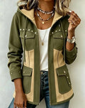 Veronica | Jacke mit Kapuze aus zwei Materialien