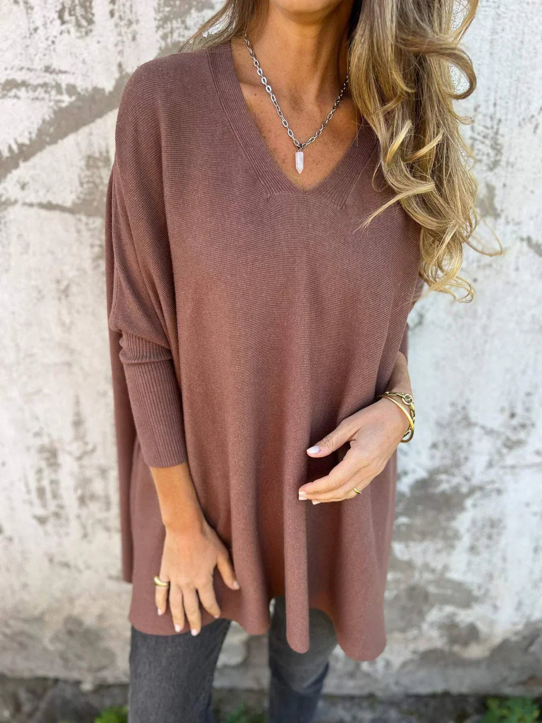 Kira | Oversized-Pullover mit entspanntem V-Ausschnitt