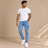 Navy Stretch Cargo-Hosen