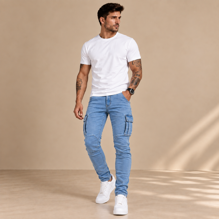 Navy Stretch Cargo-Hosen