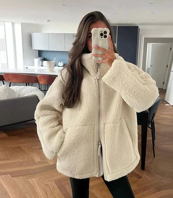 Silvana | Teddy Oversize Jacke mit Stehkragen