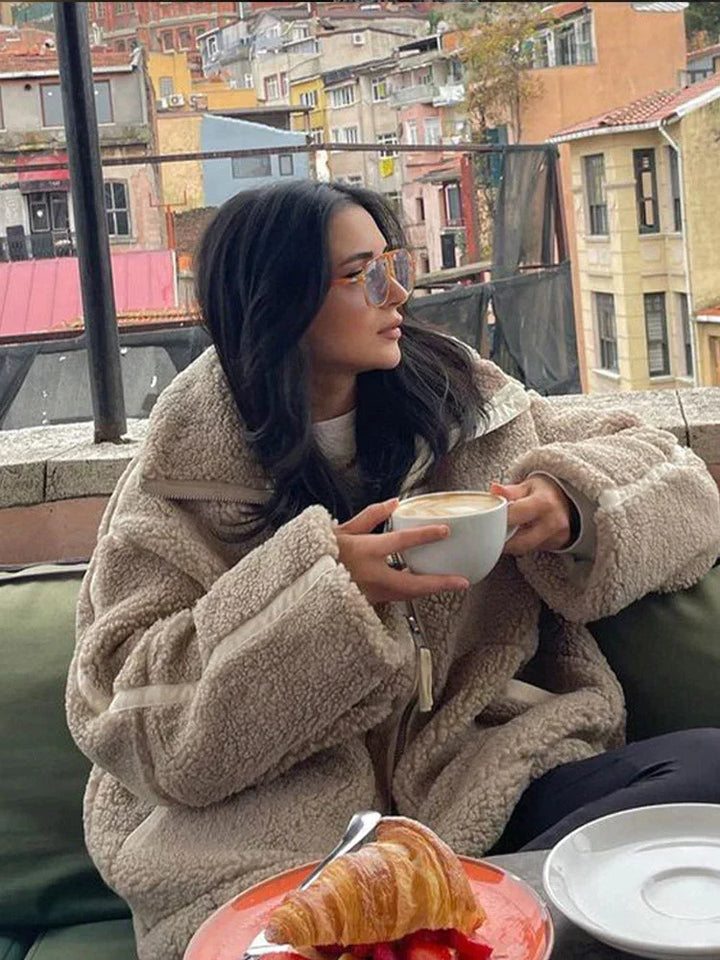 Silvana | Teddy Oversize Jacke mit Stehkragen