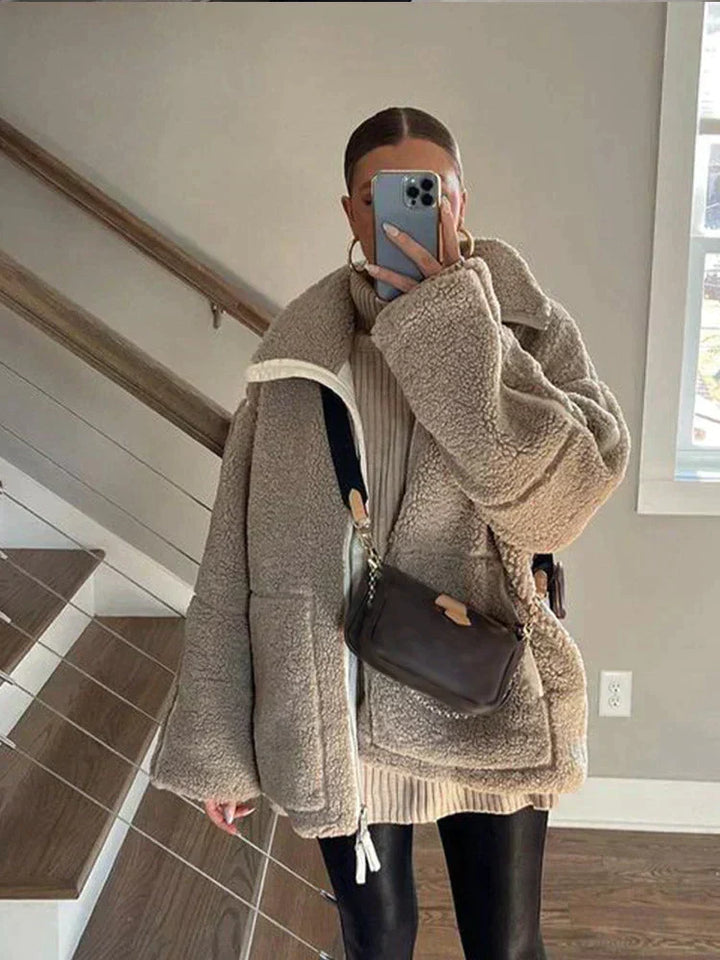 Silvana | Teddy Oversize Jacke mit Stehkragen
