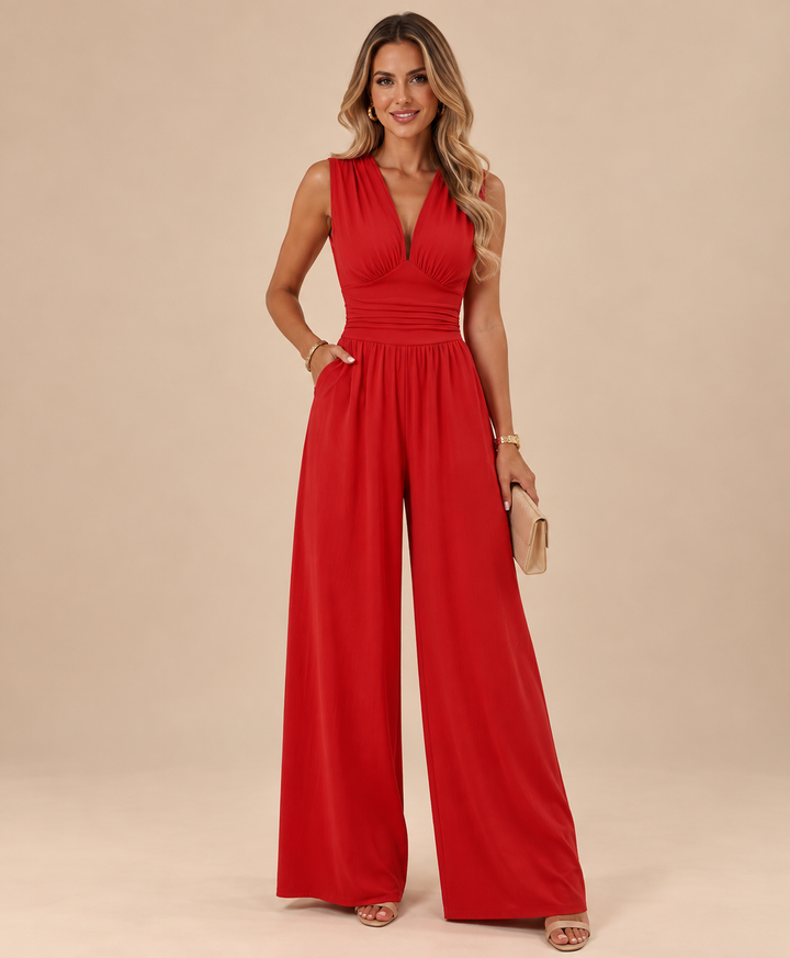 Caridad – Eleganter ärmelloser Jumpsuit mit weitem Bein
