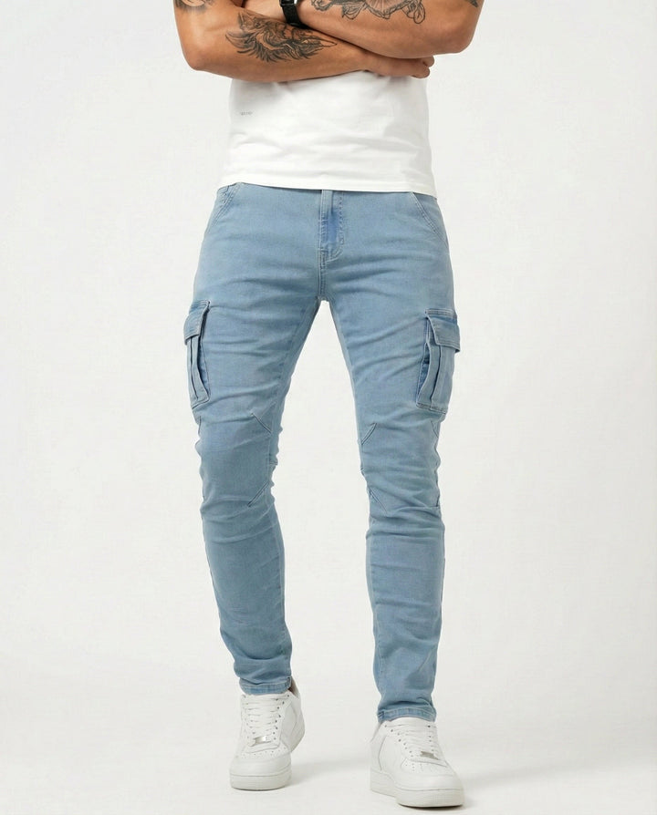 Navy Stretch Cargo-Hosen