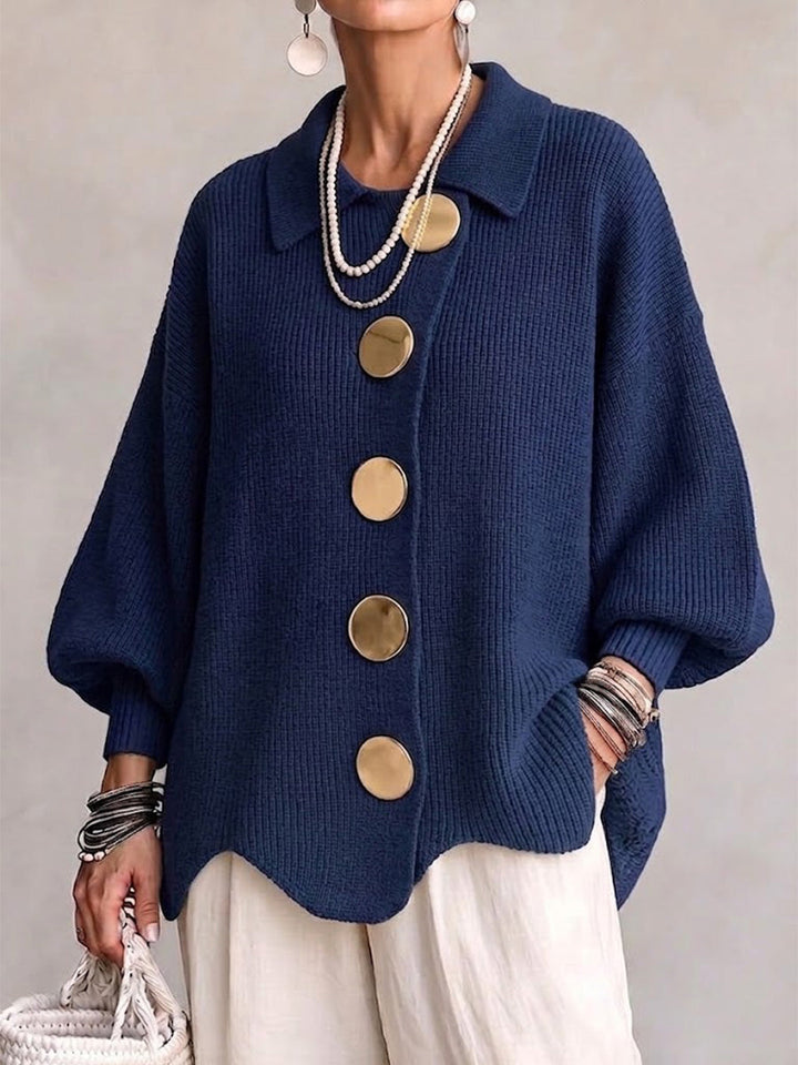 Frida | Oversize-Cardigan mit großen goldenen Knöpfen