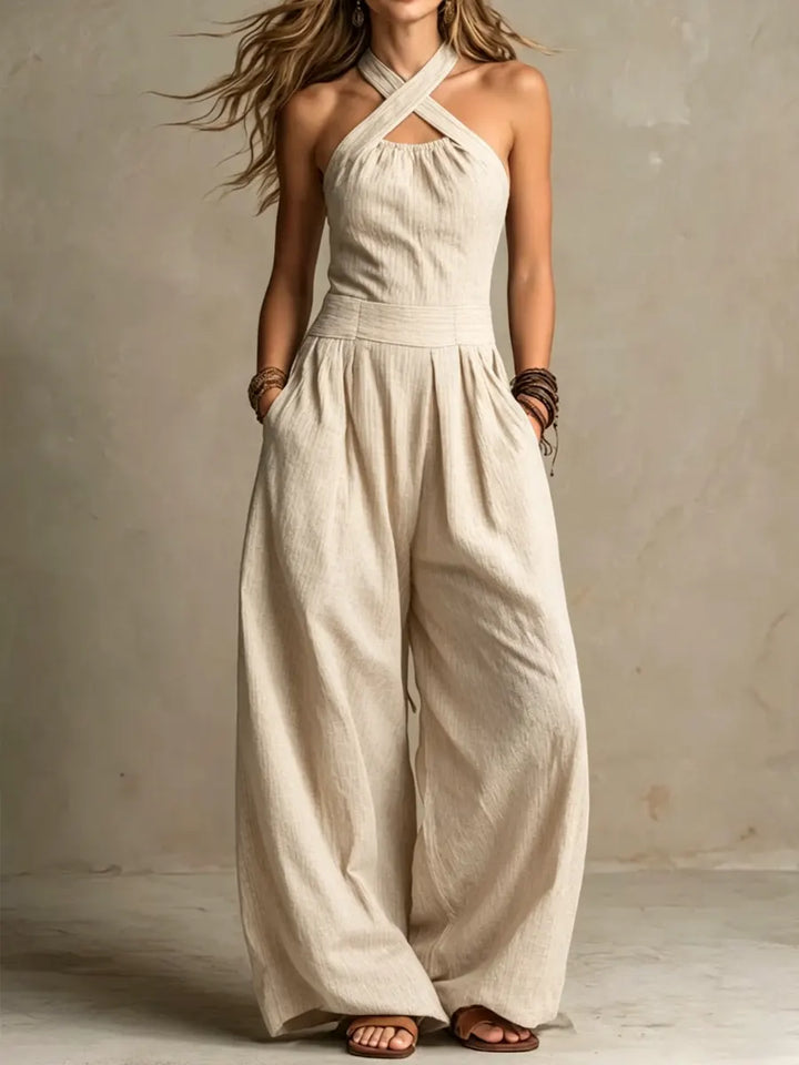 Bianca | Jumpsuit mit elegantem Kreuz-Ausschnitt